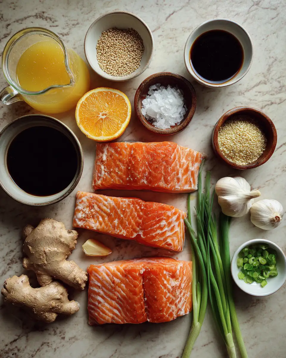Ingredients for Zesty Orange Teriyaki Salmon: A Flavorful Fusion Delight