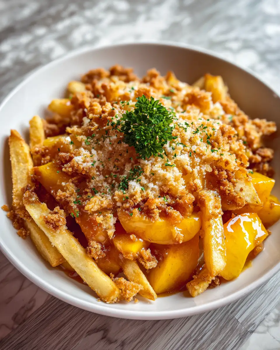 Final dish - Sweet & Crispy Delight: Peach Cobbler Dessert Fries Revolution