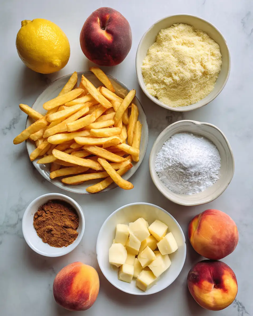 Ingredients for Sweet & Crispy Delight: Peach Cobbler Dessert Fries Revolution