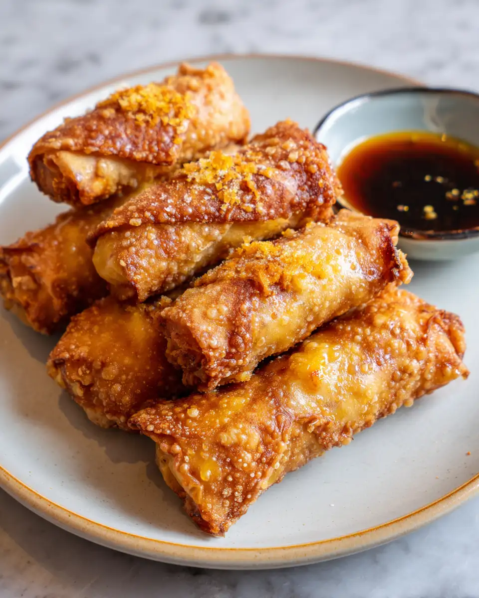 Final dish - Crispy Peach Cobbler Egg Rolls: A Sweet Twist on a Classic Dessert