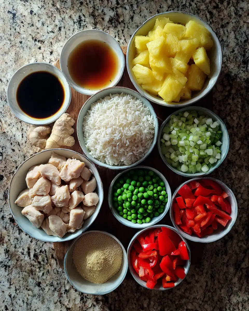 Ingredients for Tropical Delight: A Pineapple Chicken and Rice Lover's Dream