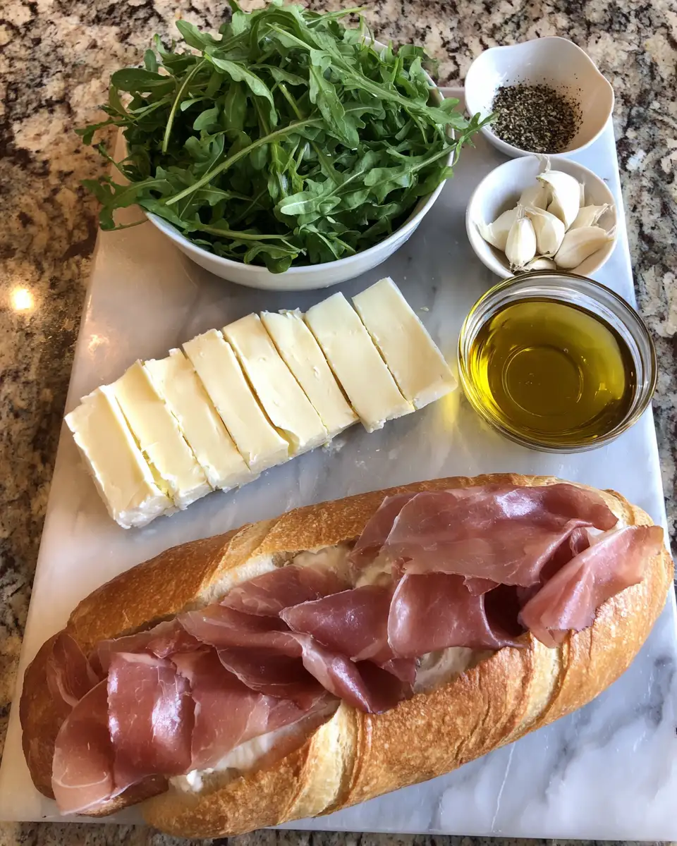 Ingredients for Sweet Meets Savory: The Ultimate Prosciutto and Honey Brie Baguette Sandwich