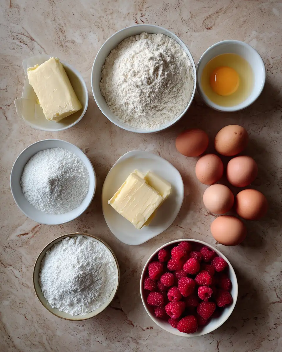 Ingredients for Raspberry Cake Bliss: A Sweet Symphony of Flavor