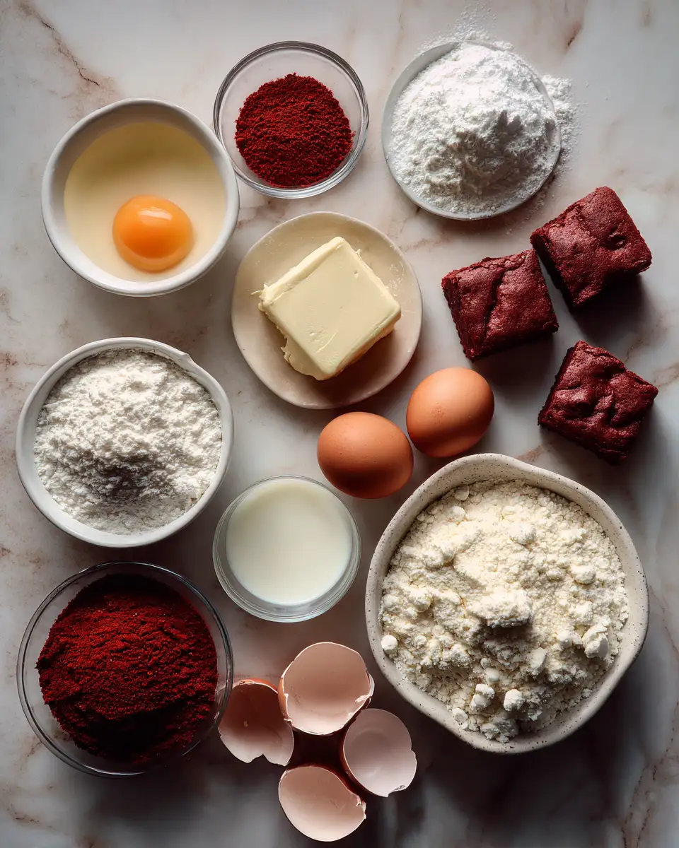 Ingredients for Divine Red Velvet Cheesecake Brownie Bites: A Sweet Symphony of Flavors