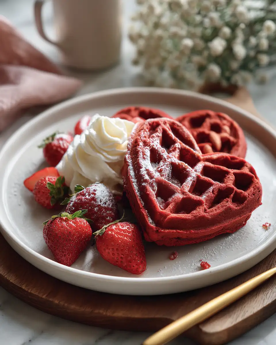 Final dish - Swirl into Delight with Red Velvet Marble Waffles