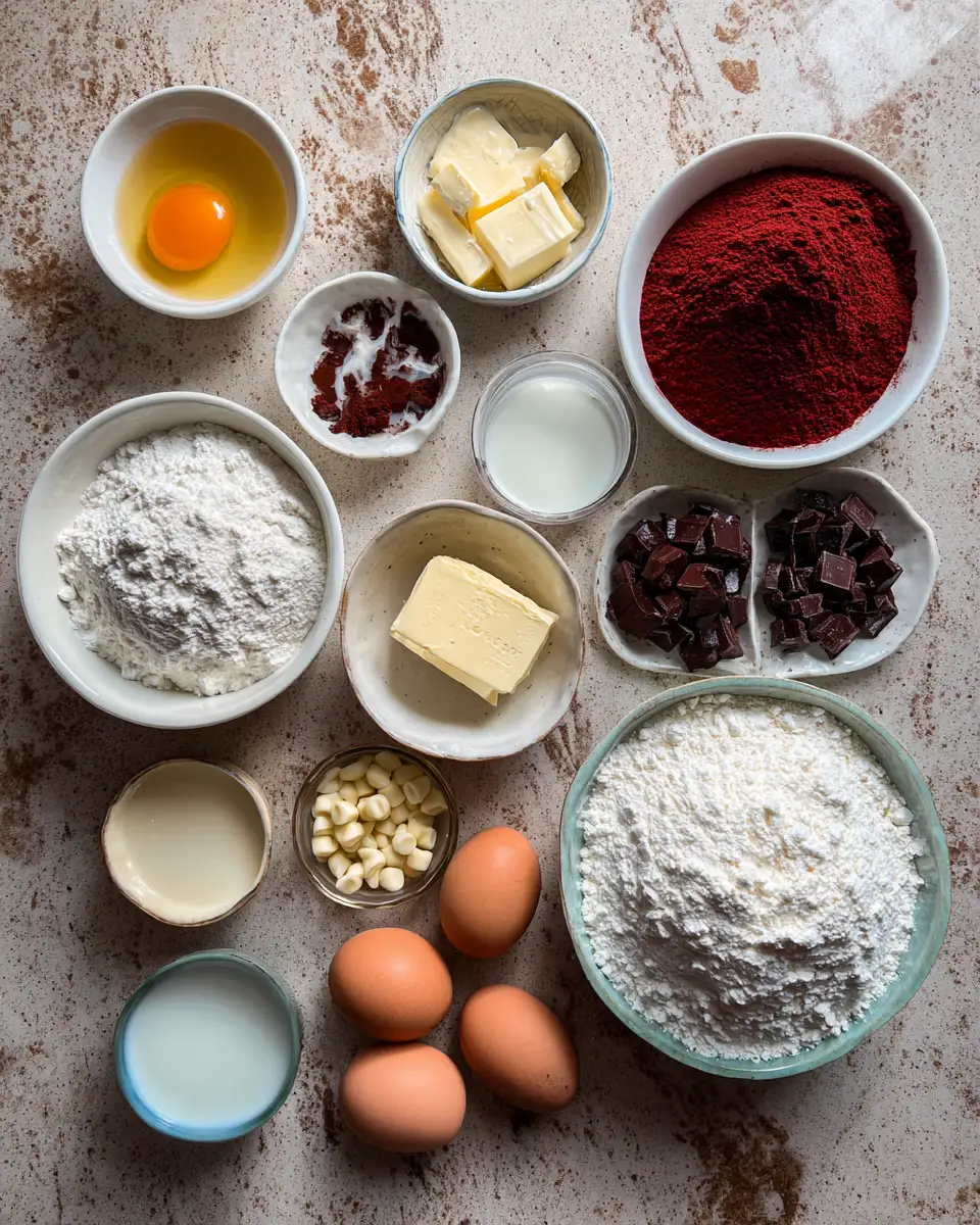 Ingredients for Swirl into Delight with Red Velvet Marble Waffles