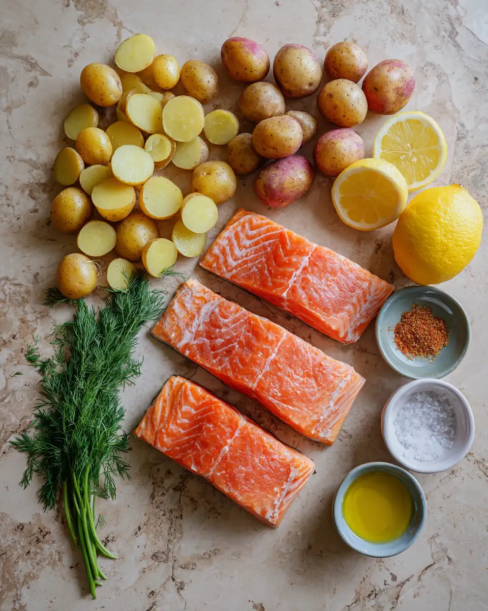 Ingredients for Savory Salmon and Potato Bake: A Comfort Food Classic