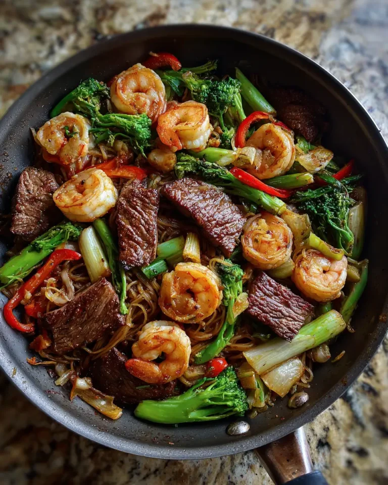 Sizzling Steak and Shrimp Stir-Fried Noodles Delight - Featured Image