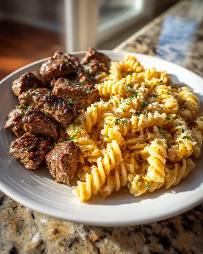 Sizzling Steak Bites Meet Cajun-Spiced Alfredo Rotini in a Parmesan Dream - Featured Image