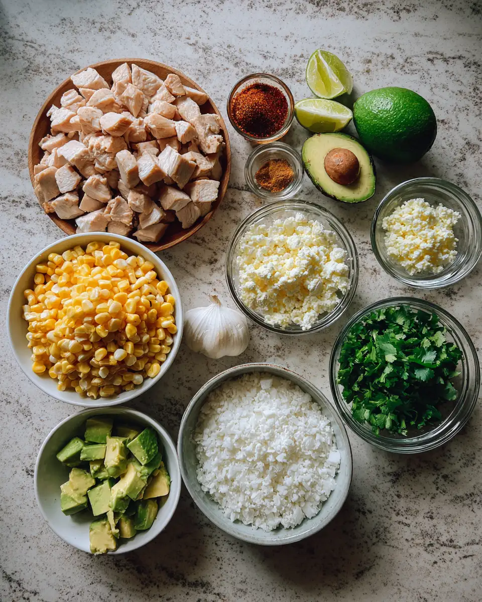 Ingredients for Savor the Flavor: Irresistible Street Corn Chicken Bowl Recipe