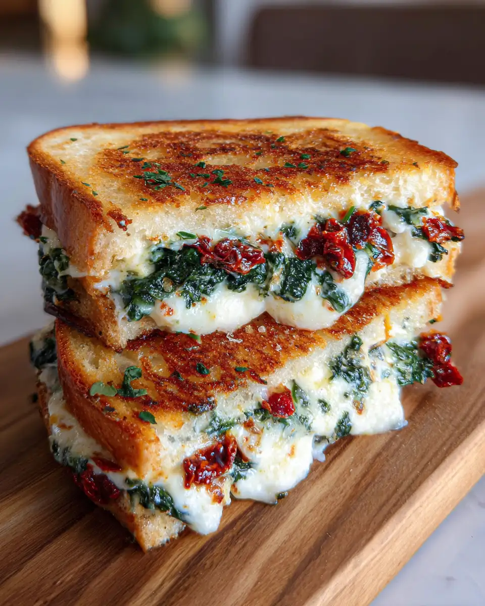 Melty Magic: Sun-Dried Tomato Spinach Ricotta Grilled Cheese Delight 6 Final dish - Melty Magic: Sun-Dried Tomato Spinach Ricotta Grilled Cheese Delight