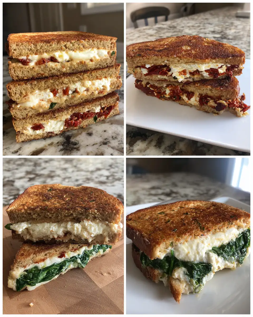 Melty Magic: Sun-Dried Tomato Spinach Ricotta Grilled Cheese Delight 4 Ingredients for Melty Magic: Sun-Dried Tomato Spinach Ricotta Grilled Cheese Delight