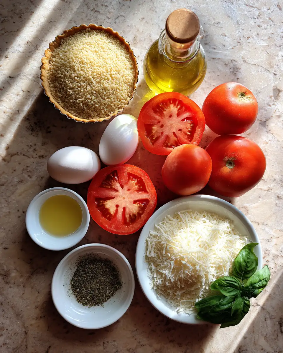 Savory Delight: Tomato Tart with a Nutty Brown Rice Crust 4 Ingredients for Savory Delight: Tomato Tart with a Nutty Brown Rice Crust