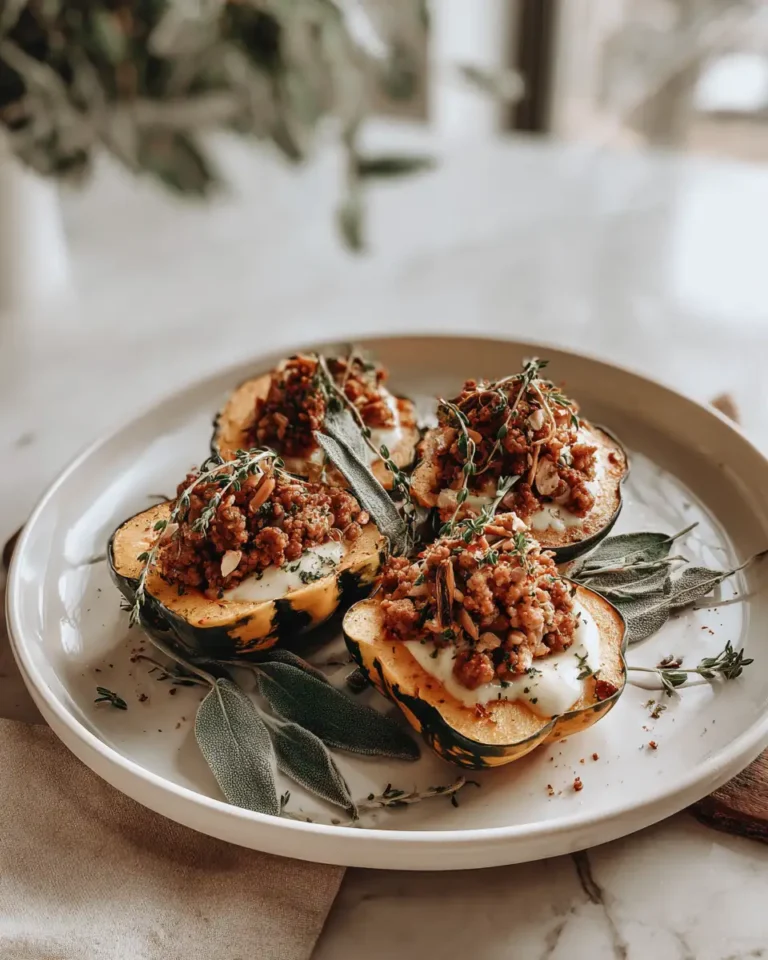 Cozy Fall Flavors: Turkey Stuffed Acorn Squash Delight - Featured Image