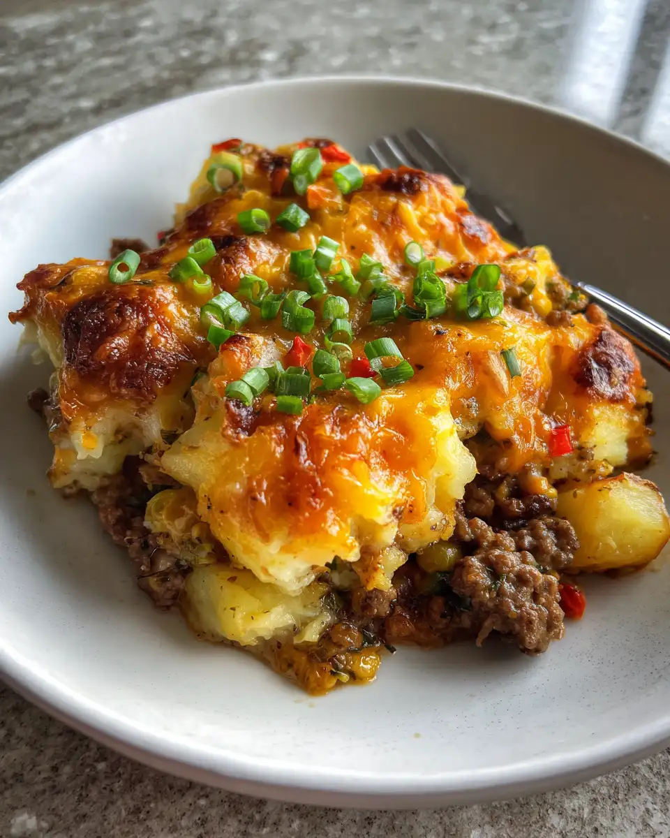 Ultimate Comfort: Cheeseburger Potato Casserole Bliss 6 Final dish - Ultimate Comfort: Cheeseburger Potato Casserole Bliss