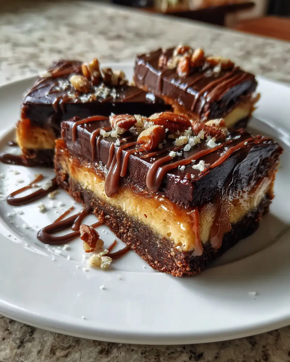 Decadent Delight Chocolate Turtle Cheesecake Bars That Will Sweeten Your Day 6 Final dish - Decadent Delight Chocolate Turtle Cheesecake Bars That Will Sweeten Your Day