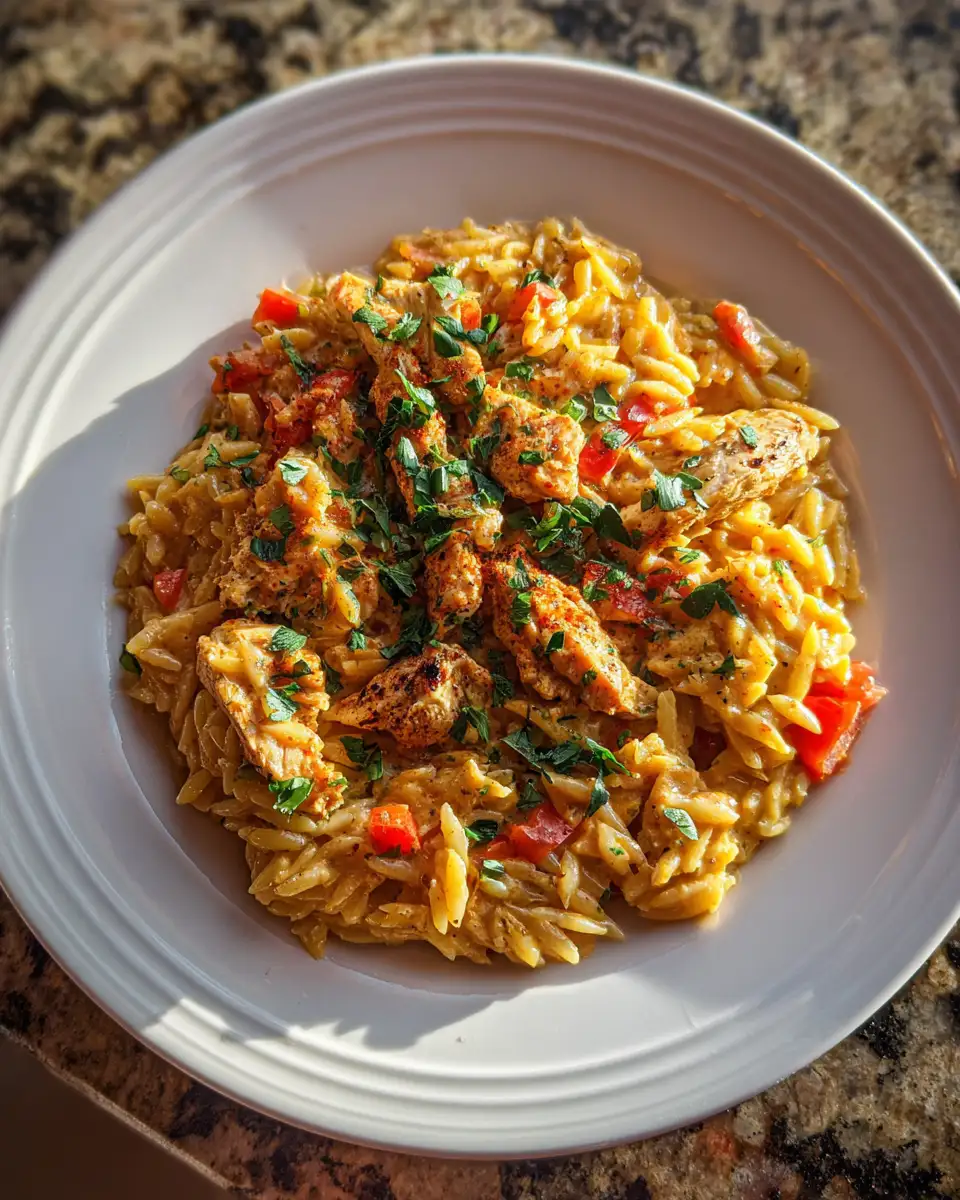 Final dish - Savor the Spice: Irresistible Creamy Cajun Chicken Orzo Delight