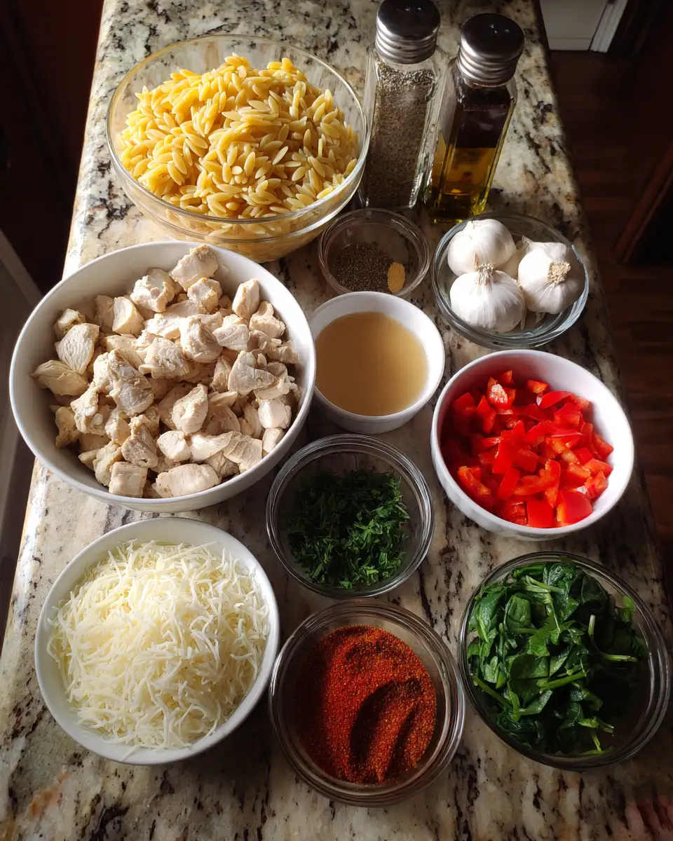 Ingredients for Savor the Spice: Irresistible Creamy Cajun Chicken Orzo Delight