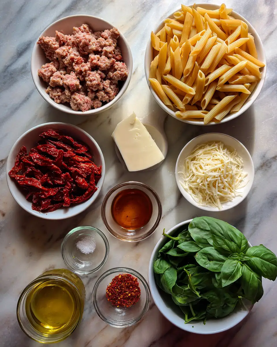 Indulge in Irresistible Creamy Tuscan Sausage Pasta Bliss 4 Ingredients for Indulge in Irresistible Creamy Tuscan Sausage Pasta Bliss