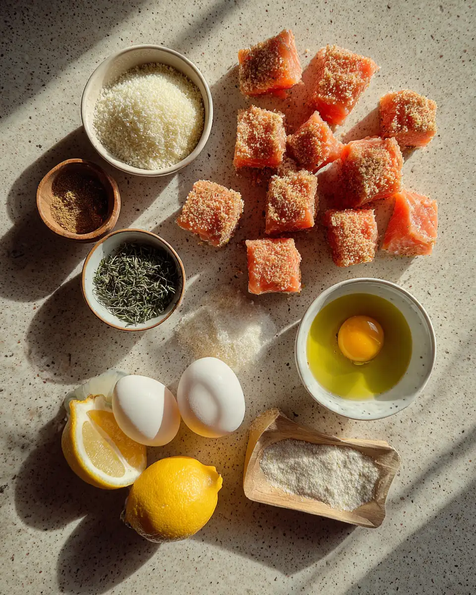 Savor the Crunch with Crispy Parmesan Salmon Bites 4 Ingredients for Savor the Crunch with Crispy Parmesan Salmon Bites