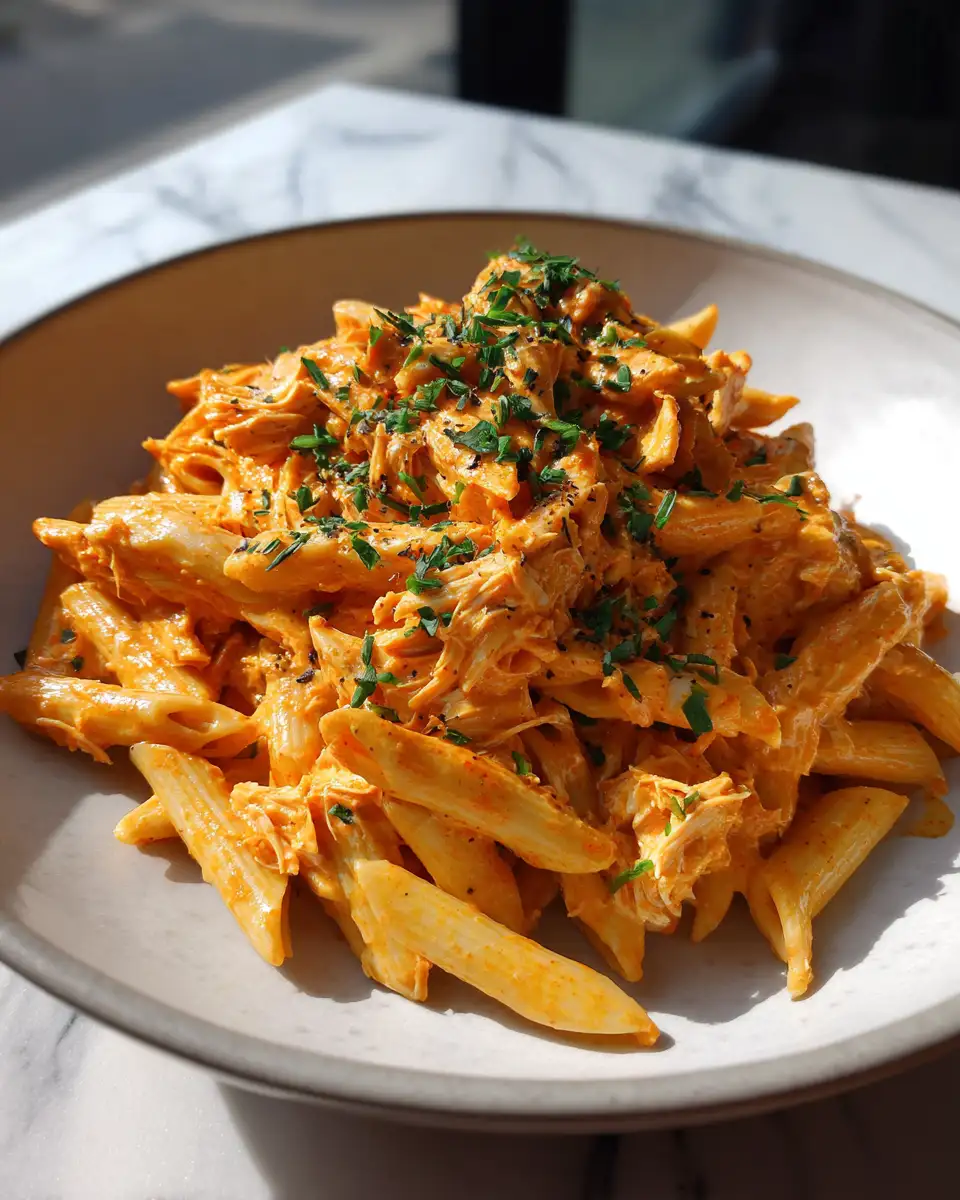 Slow-Cooked Sensation: Irresistible Crockpot Buffalo Chicken Pasta 6 Final dish - Slow-Cooked Sensation: Irresistible Crockpot Buffalo Chicken Pasta