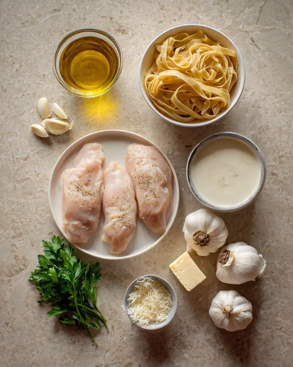 Ingredients for Creamy Crockpot Chicken Alfredo Pasta: Your New Weeknight Obsession