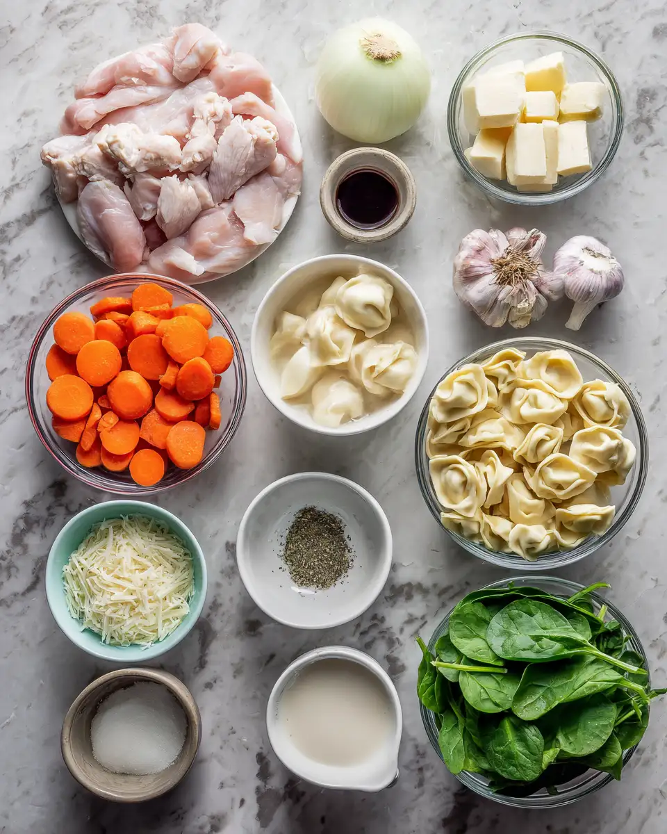 Ingredients for Cozy Up with Comfort: Crockpot Chicken Tortellini Soup Delight