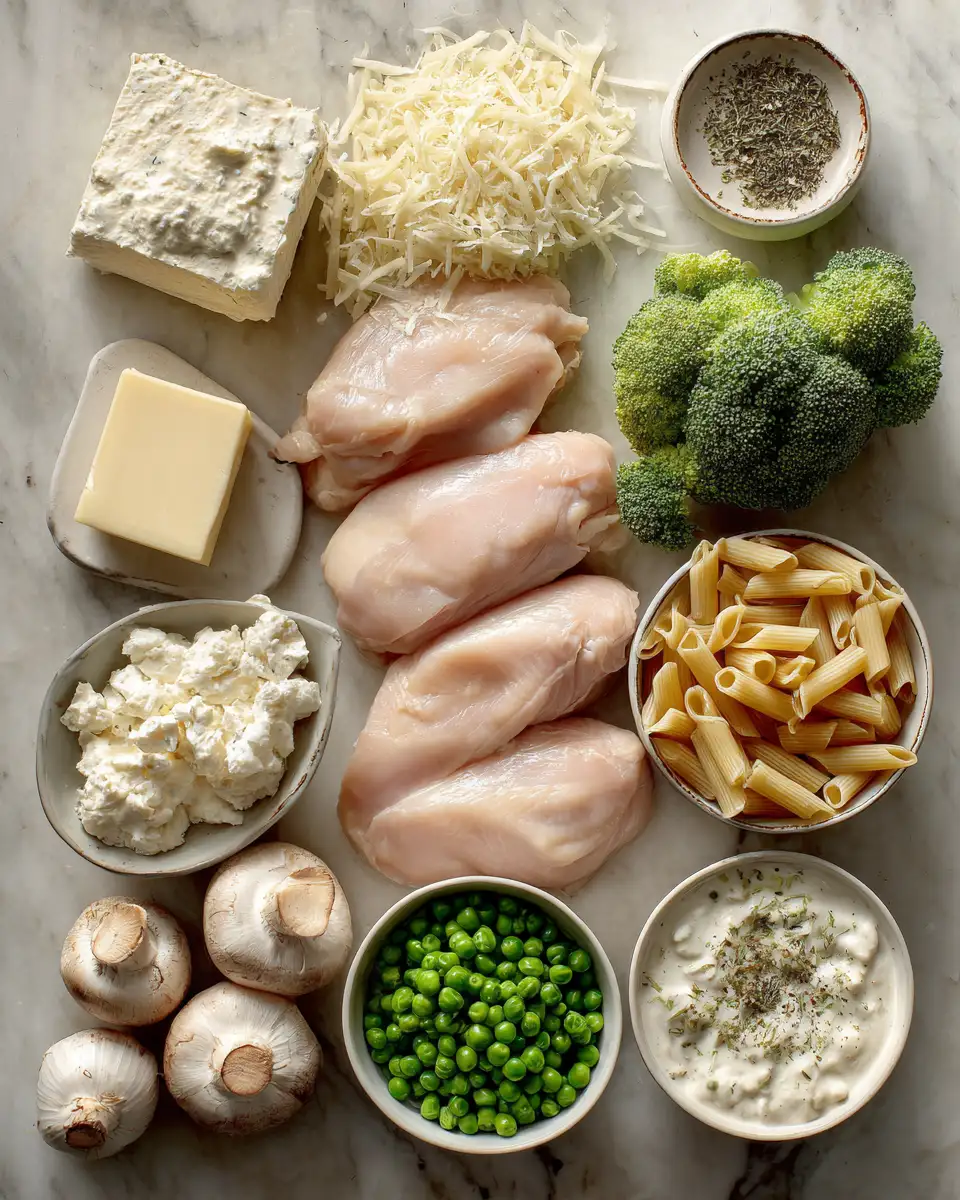 Ingredients for Heavenly Crockpot Creamy Chicken Pasta for Effortless Gourmet Dining