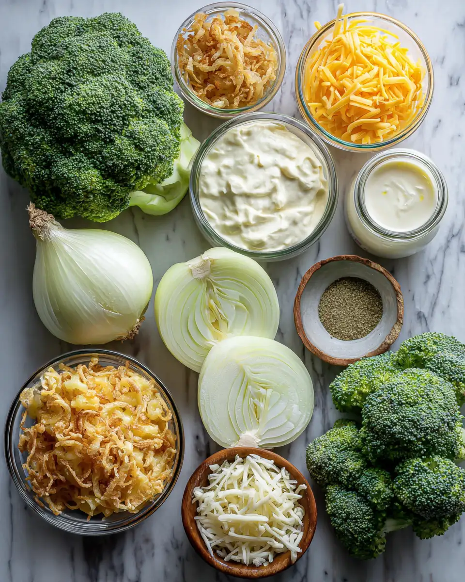 Savory Indulgence: Dive into a French Onion Broccoli Cheese Casserole 4 Ingredients for Savory Indulgence: Dive into a French Onion Broccoli Cheese Casserole