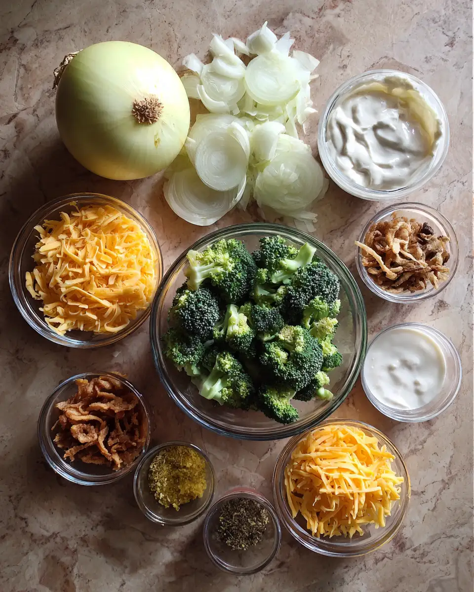 Savor the Flavor: French Onion Broccoli Cheese Casserole Yum 4 Ingredients for Savor the Flavor: French Onion Broccoli Cheese Casserole Yum