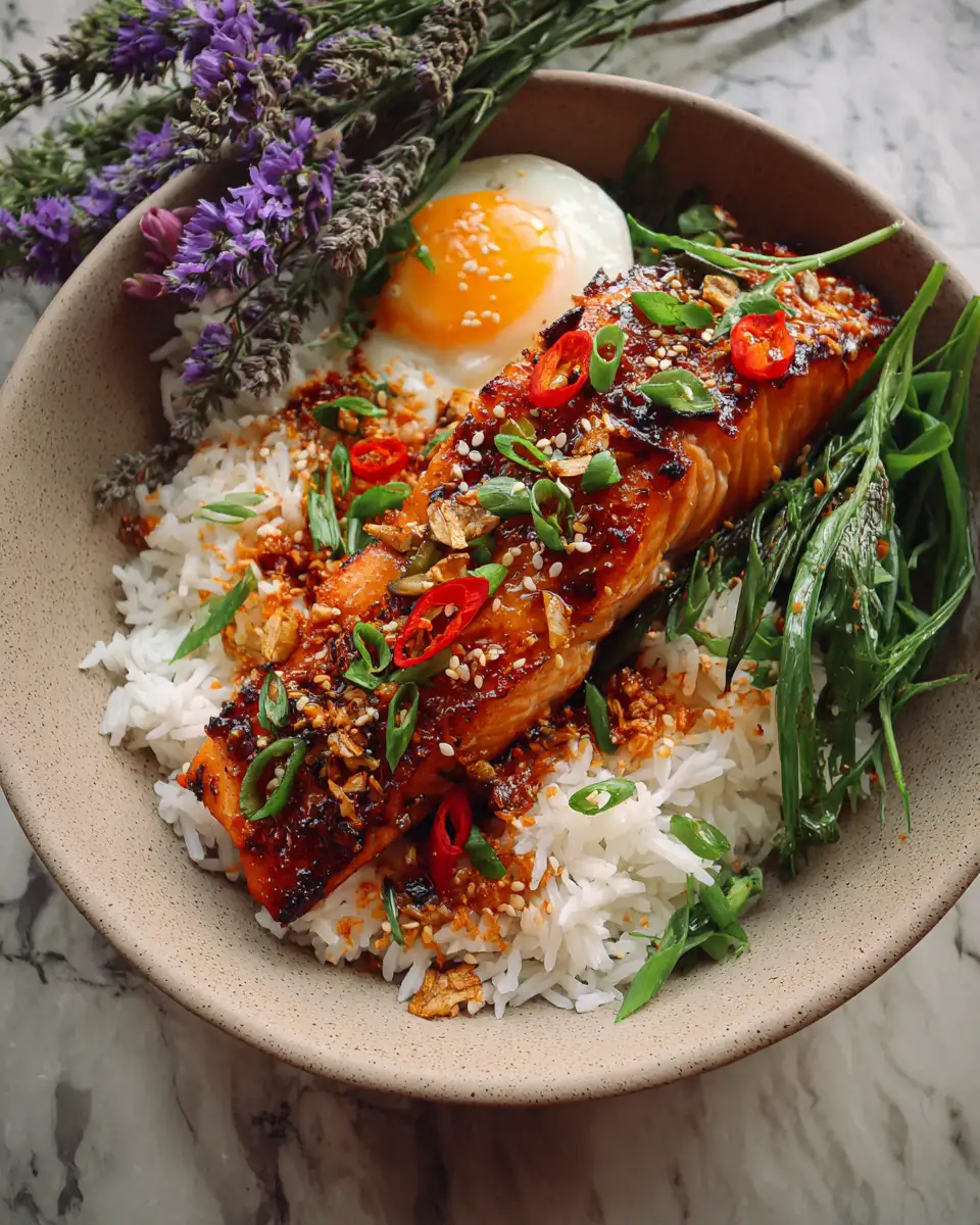 Final dish - Spice Up Your Dinner with a Gochujang Salmon Rice Bowl Delight