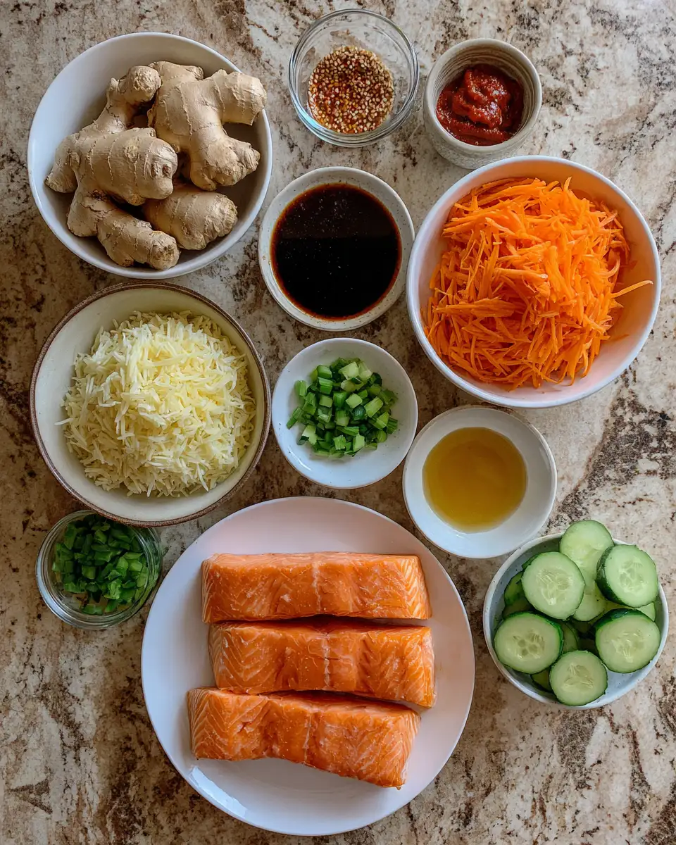 Ingredients for Spice Up Your Dinner with a Gochujang Salmon Rice Bowl Delight
