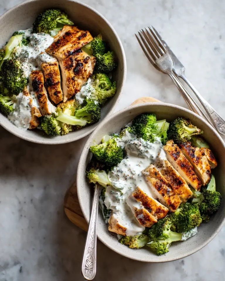 Elevate Your Dinner Game with Grilled Chicken Broccoli Bowls and Creamy Garlic Sauce - Featured Image