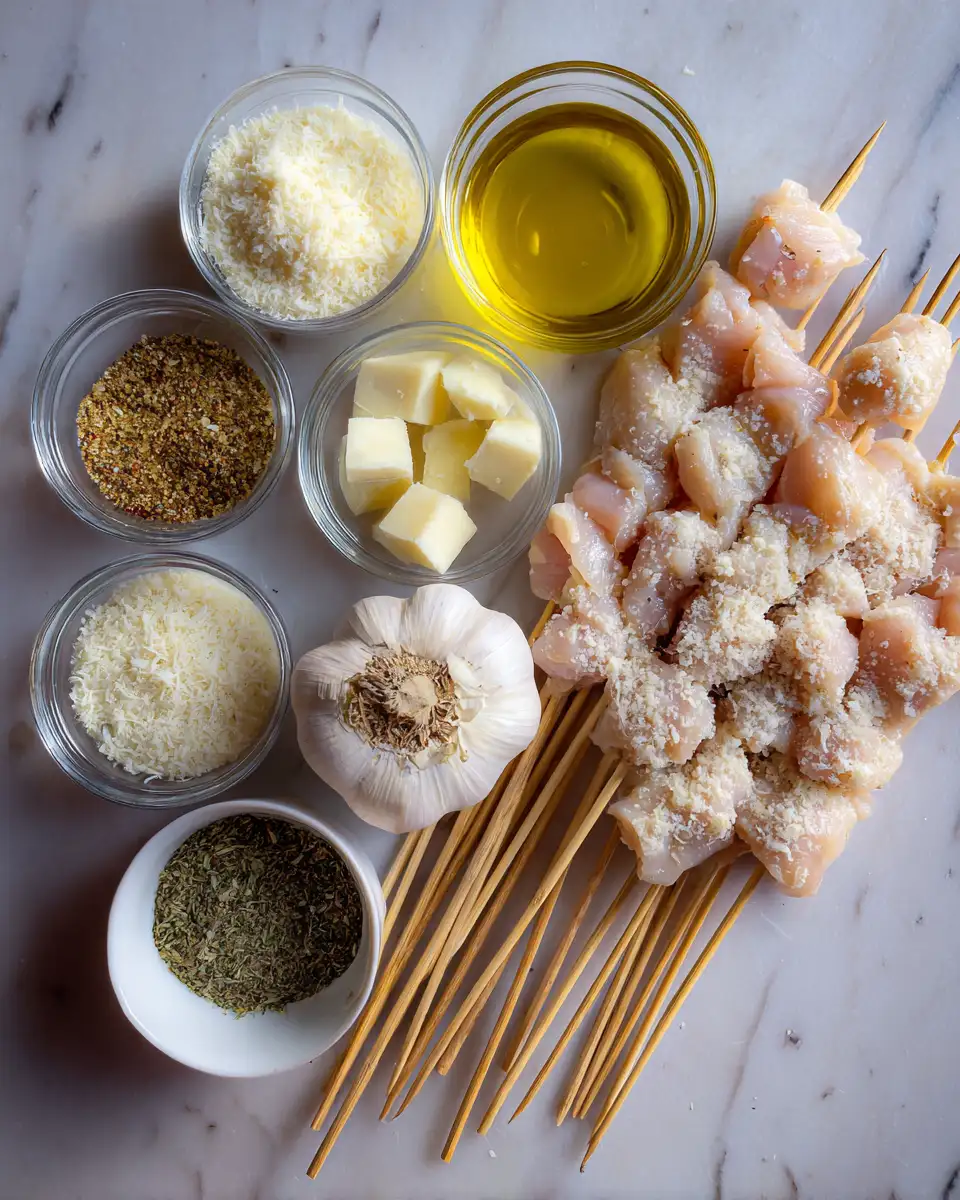 Ingredients for Irresistible Garlic Parmesan Chicken Skewers Every Food Lover Must Try