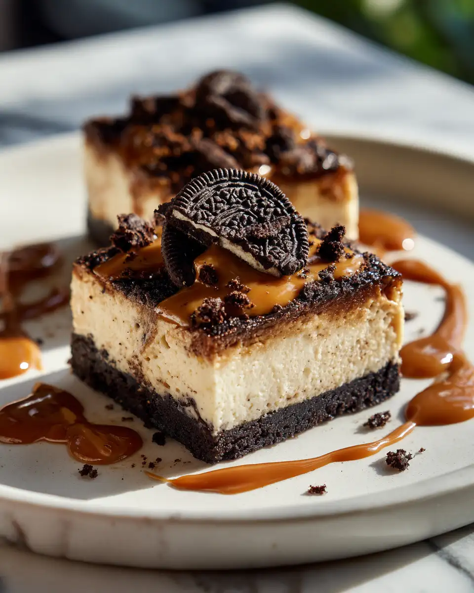 Decadent Delight: Indulge in Oreo Caramel Cheesecake Bars 6 Final dish - Decadent Delight: Indulge in Oreo Caramel Cheesecake Bars