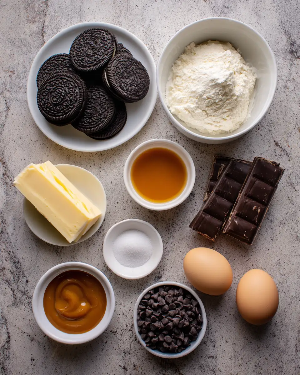 Decadent Delights: Oreo Chocolate Caramel Cheesecake Bites 4 Ingredients for Decadent Delights: Oreo Chocolate Caramel Cheesecake Bites