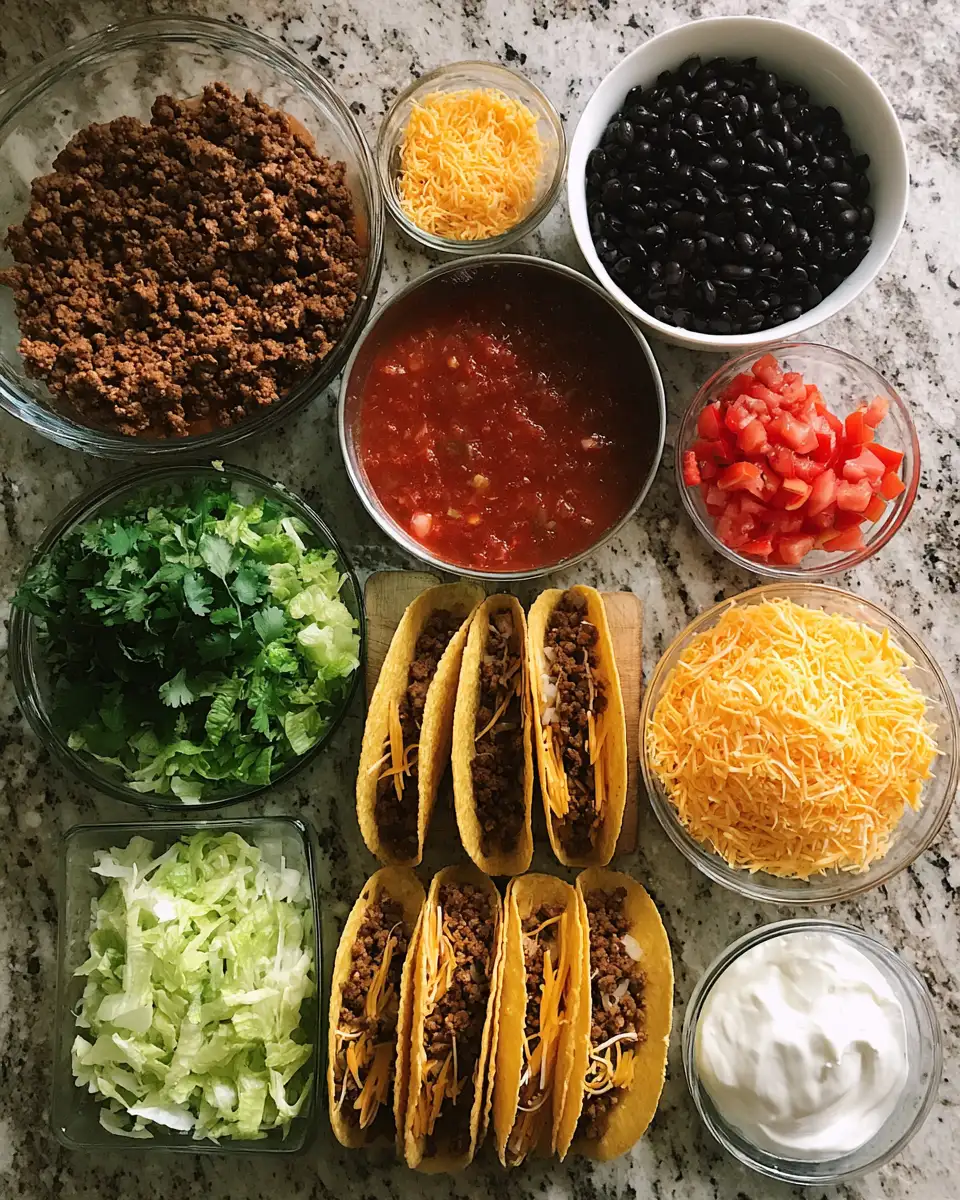 Ingredients for Oven-Baked Cheesy Tacos Yum: A Melty Fiesta in Every Bite