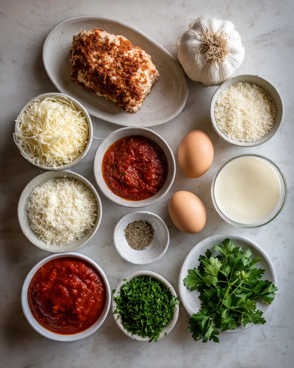 Ingredients for Parmesan Chicken Meatloaf: A Comfort Food Classic with a Gourmet Twist