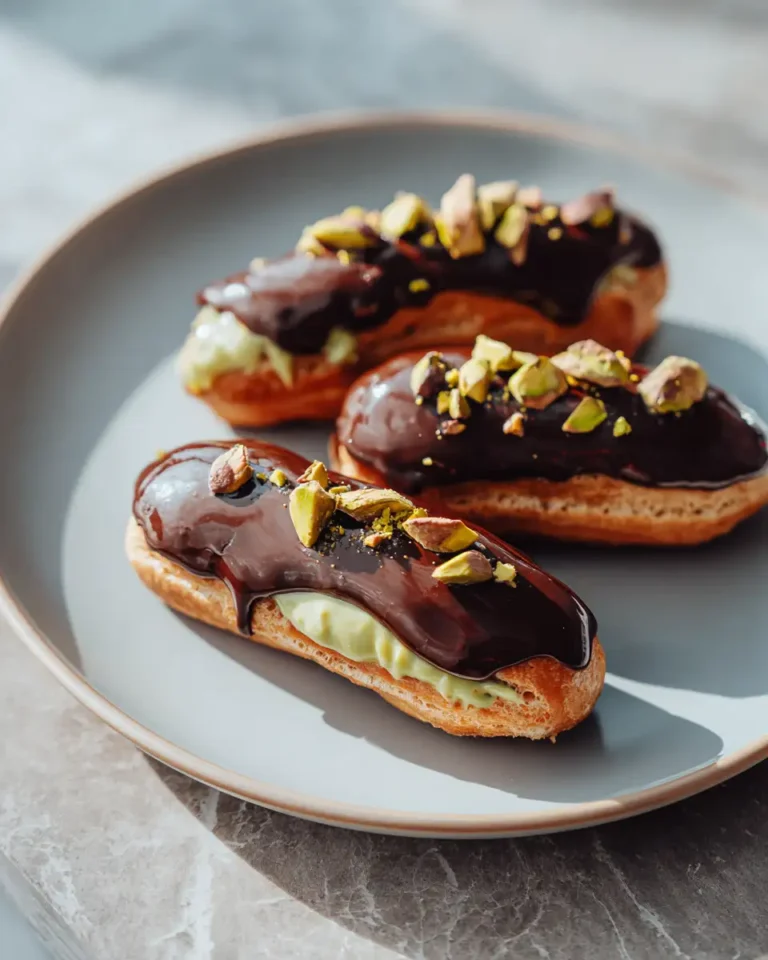 Decadent Delights: Pistachio Éclairs with a Luscious Chocolate Glaze - Featured Image