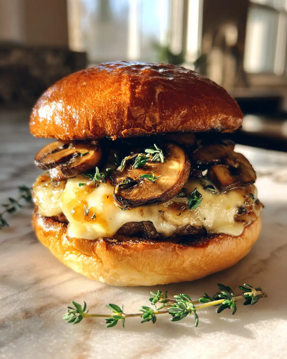 Final dish - Savor the Flavor: Whiskey-Glazed Mushroom Swiss Smash Burger Bliss