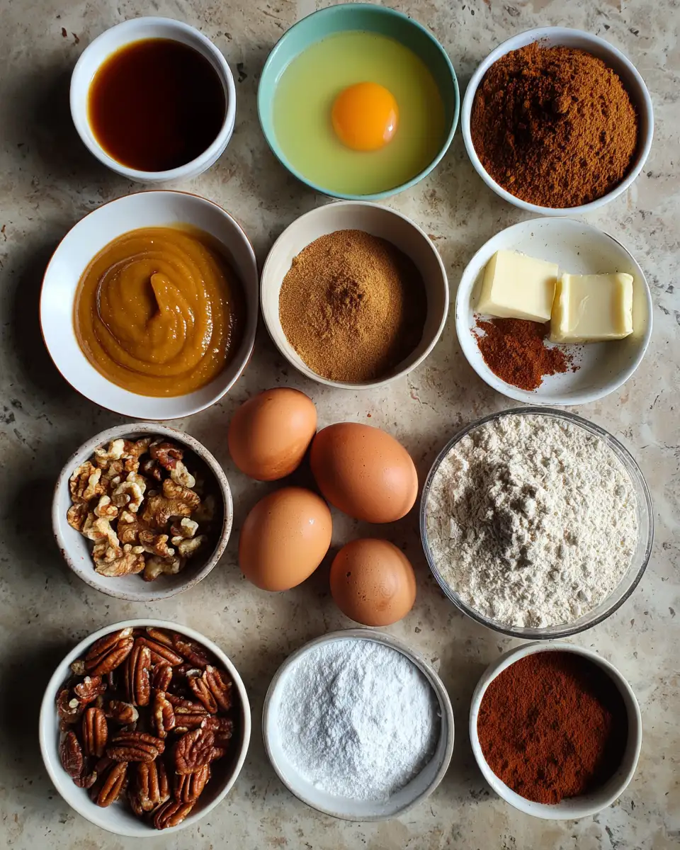Ingredients for Irresistible Indulgence: Caramel Pecan Pumpkin Bars Delight