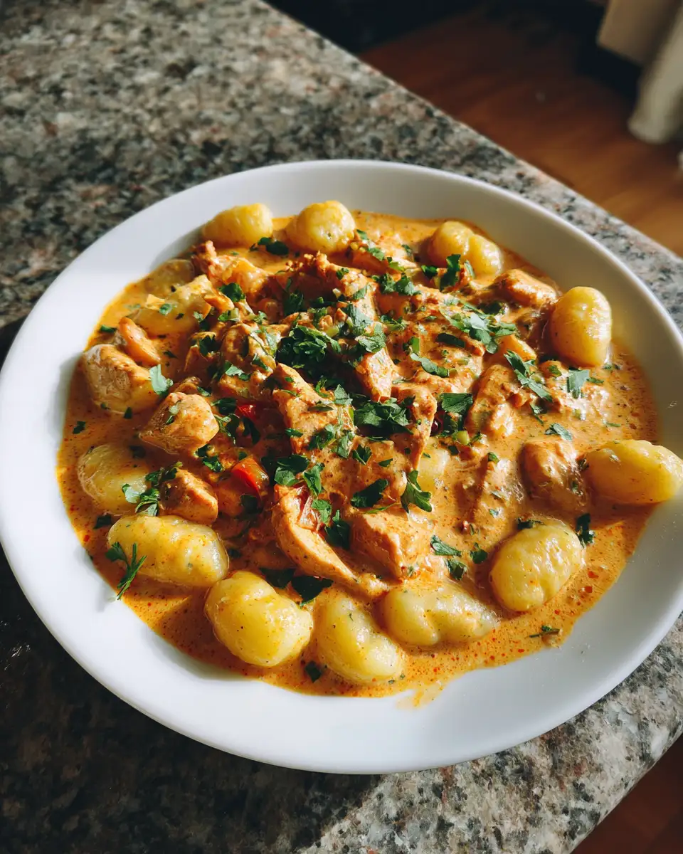 Final dish - Indulge in Comfort: Creamy Cajun Chicken Gnocchi Delight