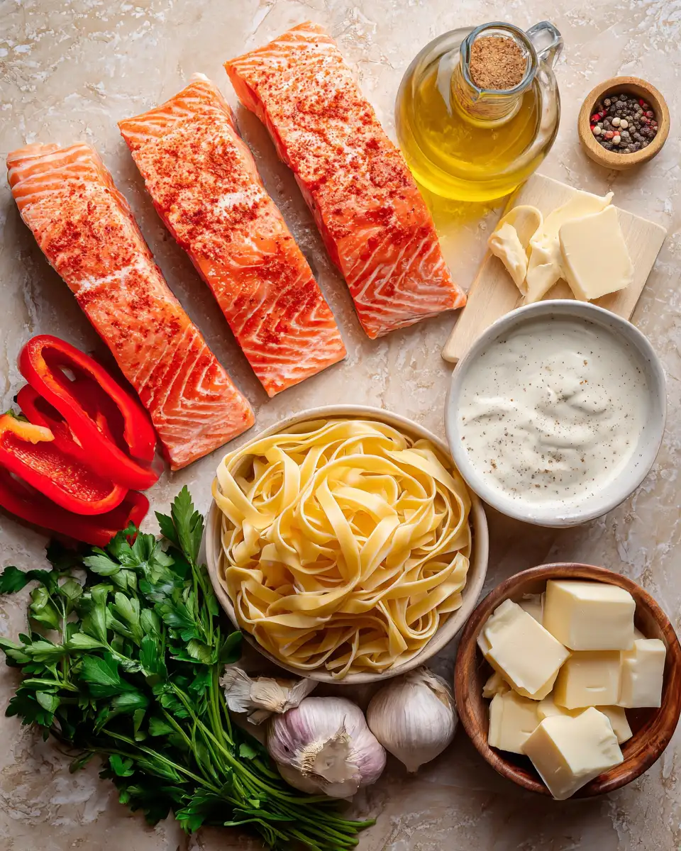Ingredients for Savor the Spice: Creamy Cajun Salmon Pasta Delight