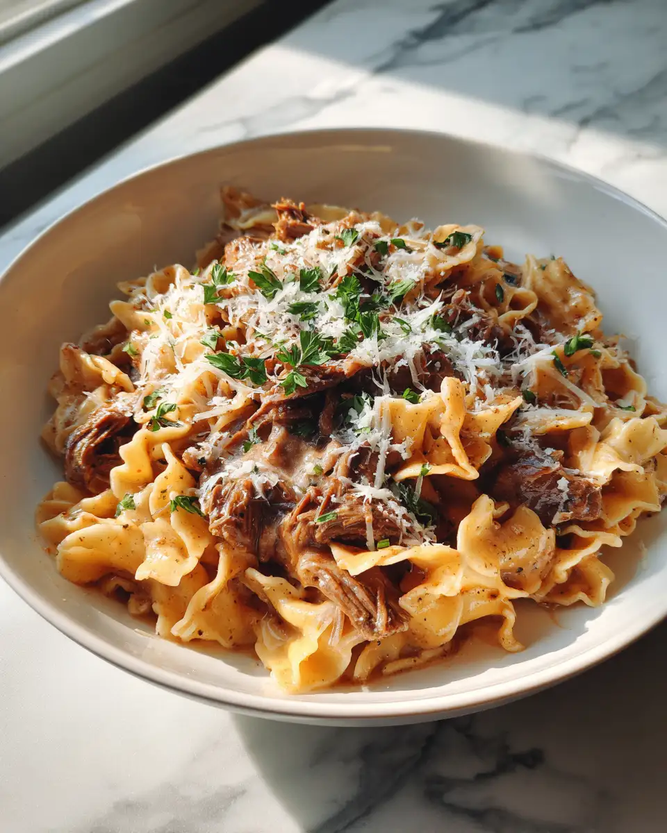 Decadent French Onion Beef Pasta: A Creamy Comfort Food Delight 6 Final dish - Decadent French Onion Beef Pasta: A Creamy Comfort Food Delight