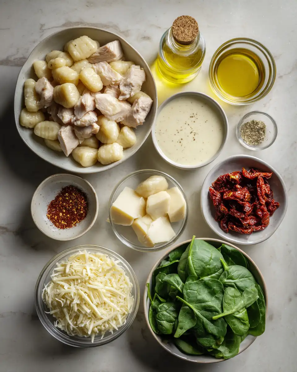 Ingredients for Indulge in Comfort: Creamy Tuscan Chicken Gnocchi Delight