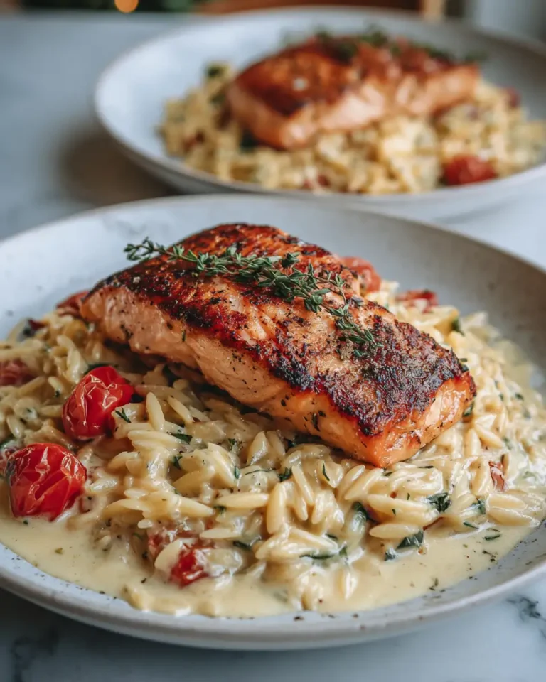 Savor the Flavors: Creamy Tuscan Salmon Orzo Delight - Featured Image