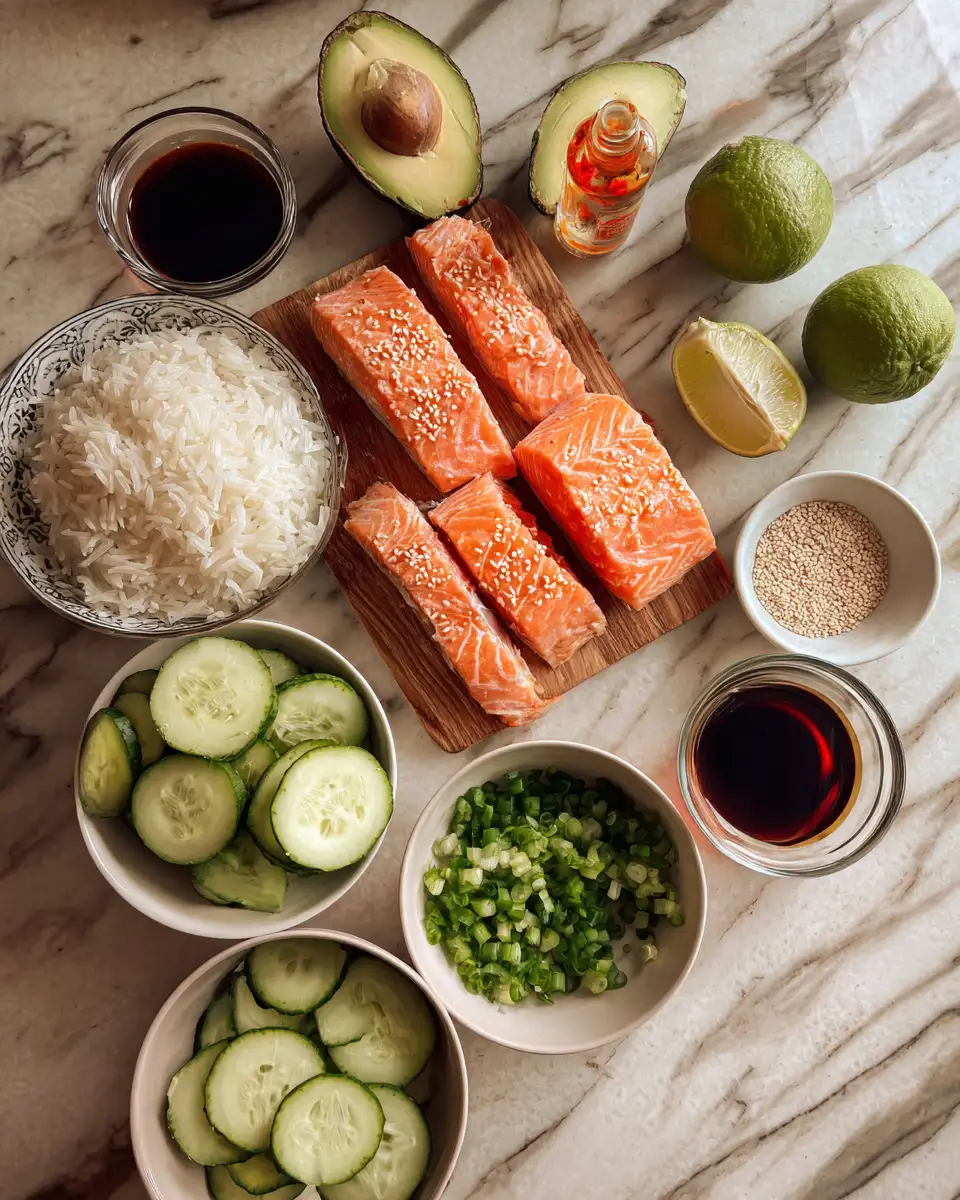 Ingredients for Spice Up Your Dinner with Honey Sriracha Salmon Rice Bowls