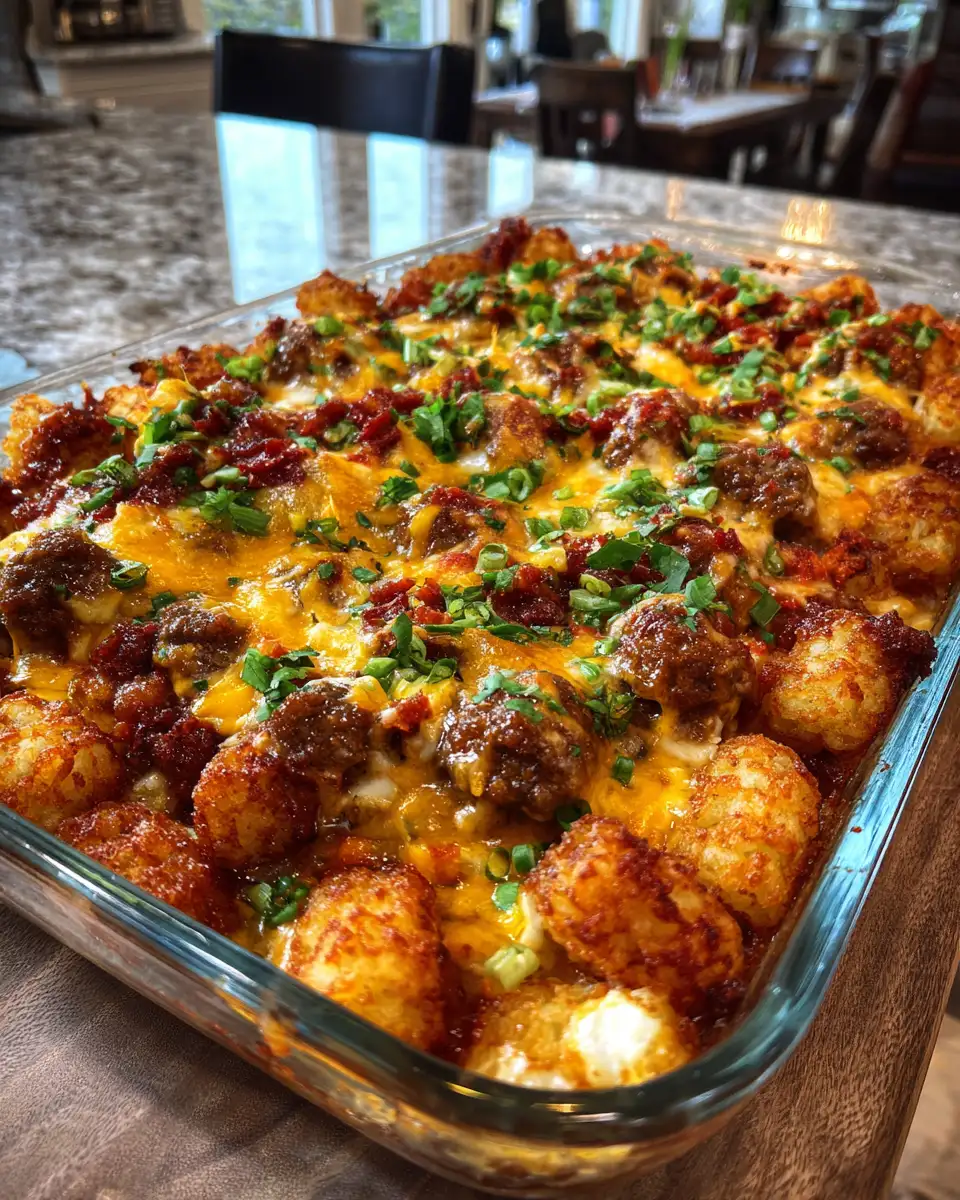 Final dish - Ultimate Comfort: Loaded Cheeseburger Tater Tot Casserole Delight