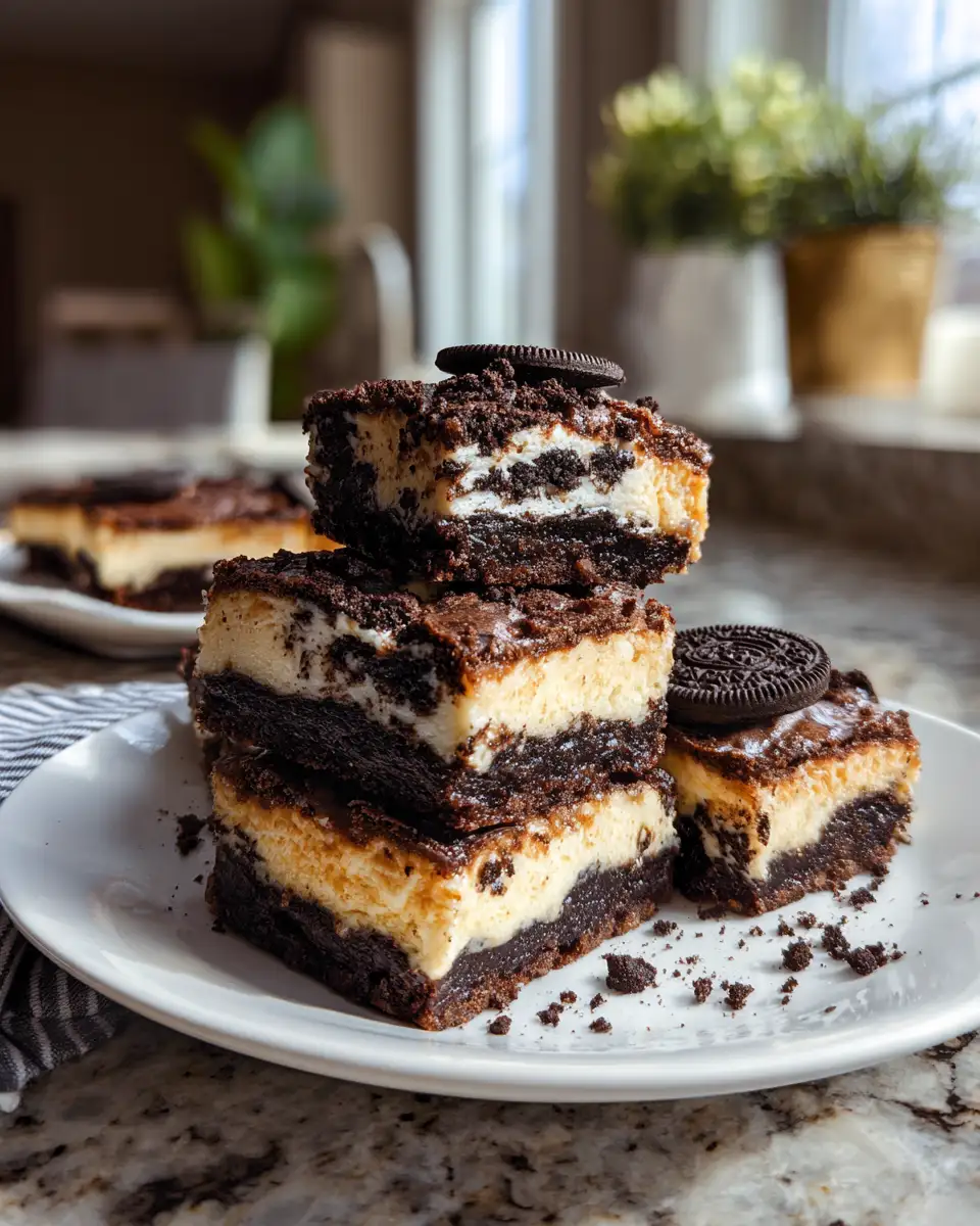 Decadent Layers: Indulge in Oreo Cheesecake Brownie Bars 6 Final dish - Decadent Layers: Indulge in Oreo Cheesecake Brownie Bars