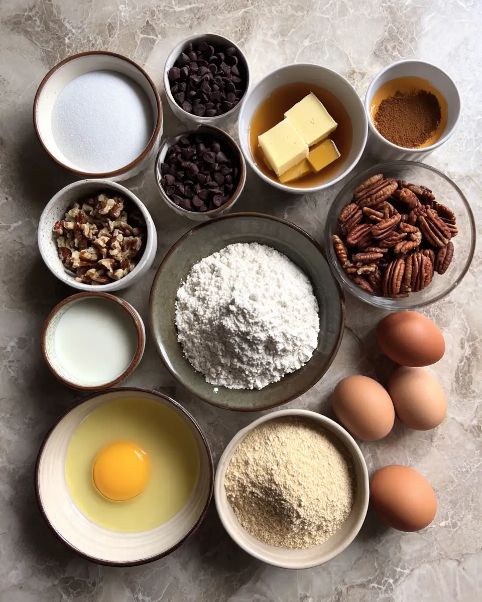 Ingredients for Irresistible Pecan Pie Brownie Bites: A Sweet Fusion of Two Classics